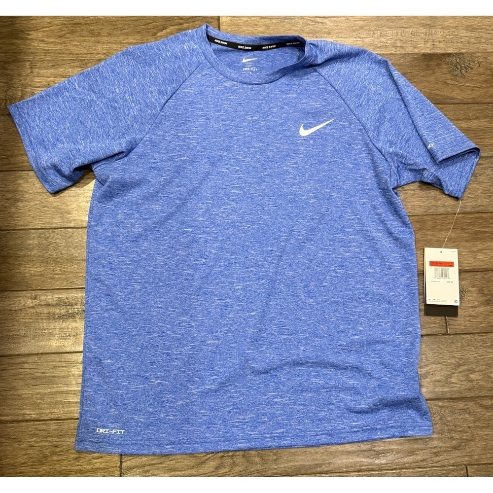New Nike‎ Swim T Shirt Men's Size Large Blue UV Protection